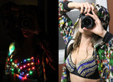 LED Rave Bra - 3 Mode Rechargeable Light Up Neon LED Spiked Rave Bra