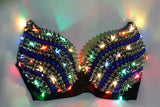 LED Rave Bra - 3 Mode Rechargeable Light Up Neon LED Spiked Rave Bra